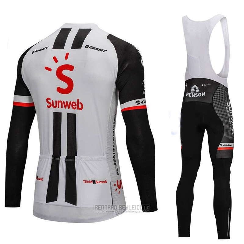 2018 Fahrradbekleidung Sunweb Grau und Shwarz Trikot Langarm und Tragerhose